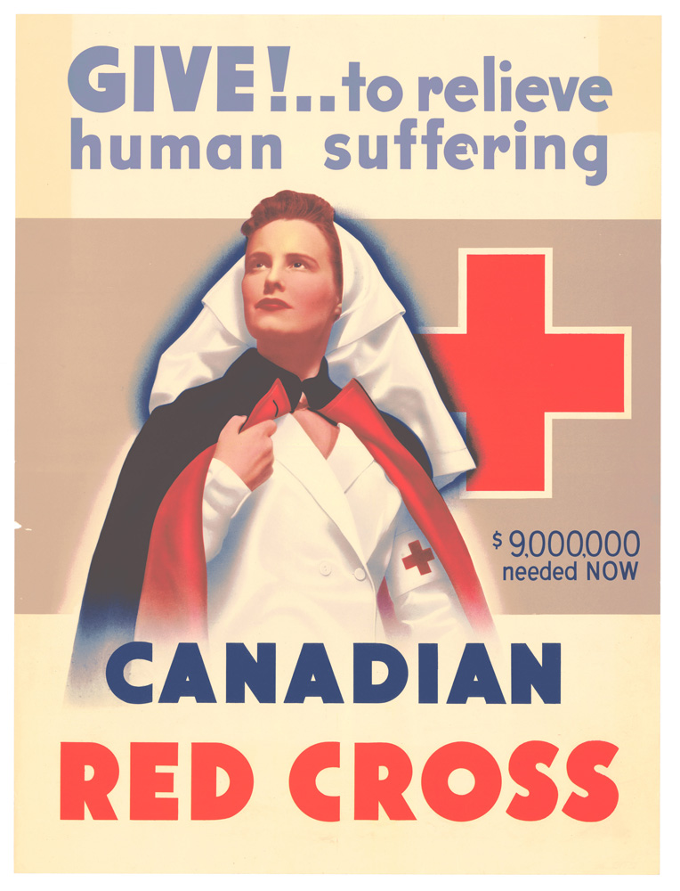 1940s Canadian Red Cross poster depicting a young nurse during WW2. 