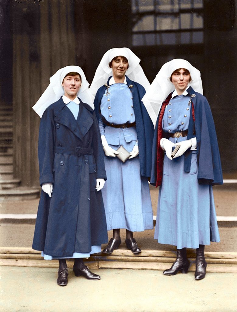 Vintage Photo of Canadian Nursing Sisters during WW1, Mowat, McNichol, and Guilbride in their Nursing uniforms.