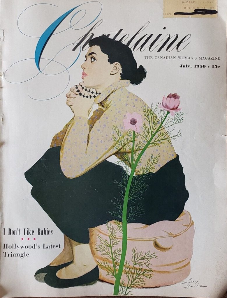 1950s Vintage Magazine Cover: July 1950, Chatelaine Magazine-The Canadian Woman's Magazine. Featured article inside, "I Don't Like Babies".