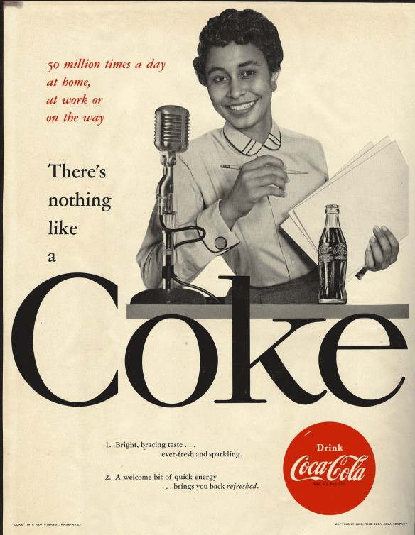 1955 Coke advertisement featuring Mary Alexander, the First African-American Woman to Appear in Coca-Cola Advertising