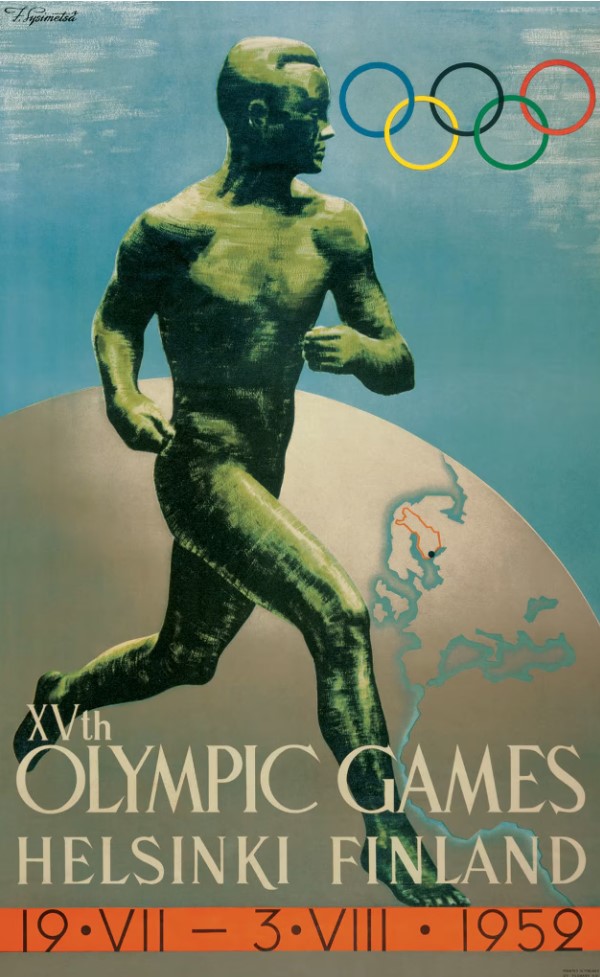 1950s vintage Olympics Poster: 1952 Helsinki Summer Olympics