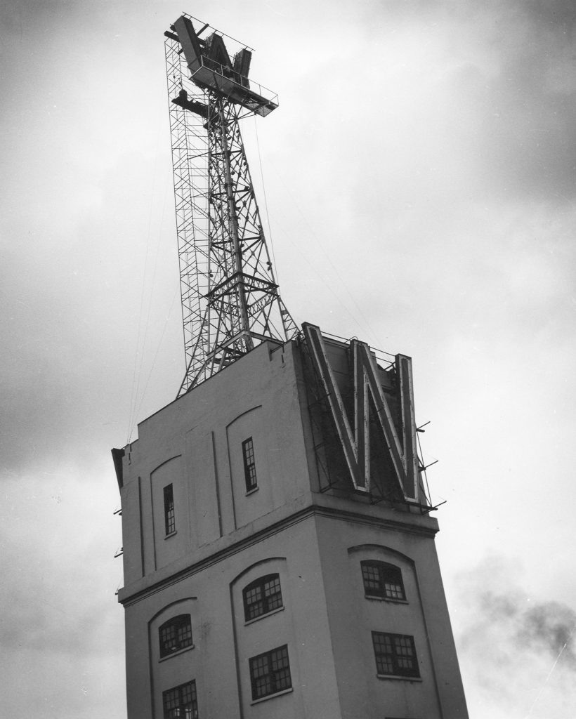 vintage photo of the Woodward/s department store W beacon sign