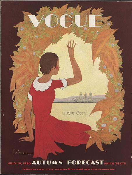 1930s vintage magazine cover: Vogue-July 19th 1930. The Autumn Forecast.