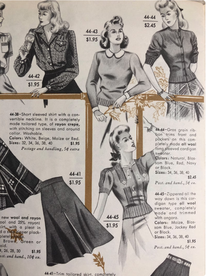 1940s Fashion: Vintage 1940s Fashion Catalog - Berth Robert 1941 Back-to-School Fall 1940s Fashions Magazine featuring fantastic fashion illustrations