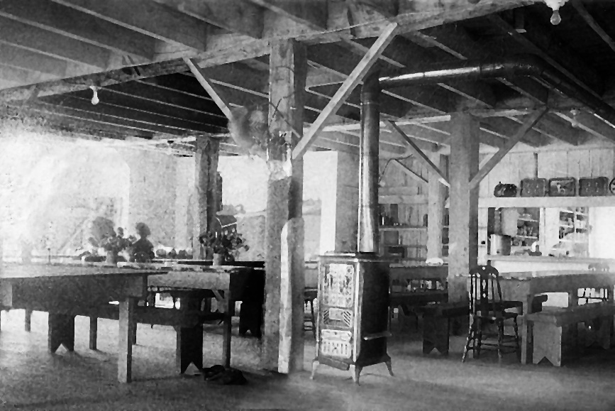 1940s vintage photo of the rec room were the Ontario Farmerettes would stay and have fun during WW2 in Thedford Ontario while working on the farms for the war effort.