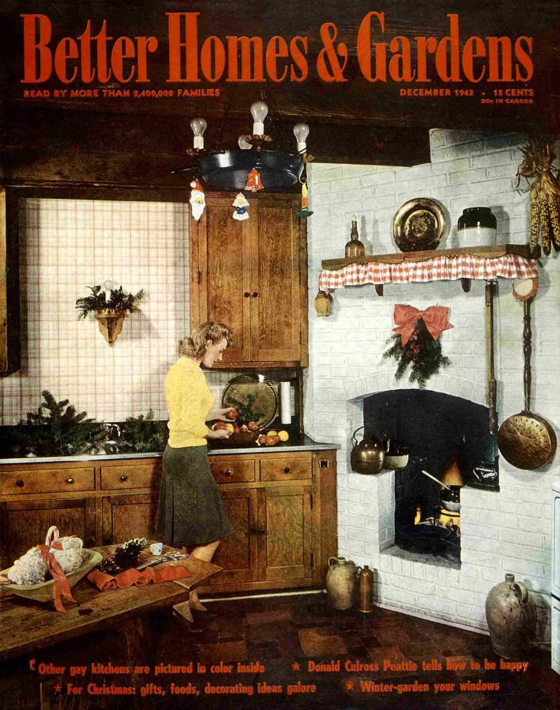 1940s vintage magazine-Christmas magazine: Better Homes & Gardens December 1943 featuring a farmhouse 1940s kitchen with festive decor 