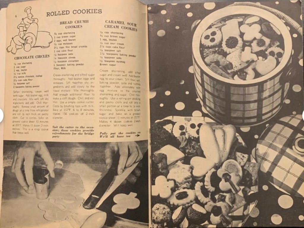 Vintage Christmas Baking Recipes for Cookies like Rolled cookies as seen in a 1955 "The Cookie Book - Culinary Arts Institute. 250 cookie & small cake recipes"