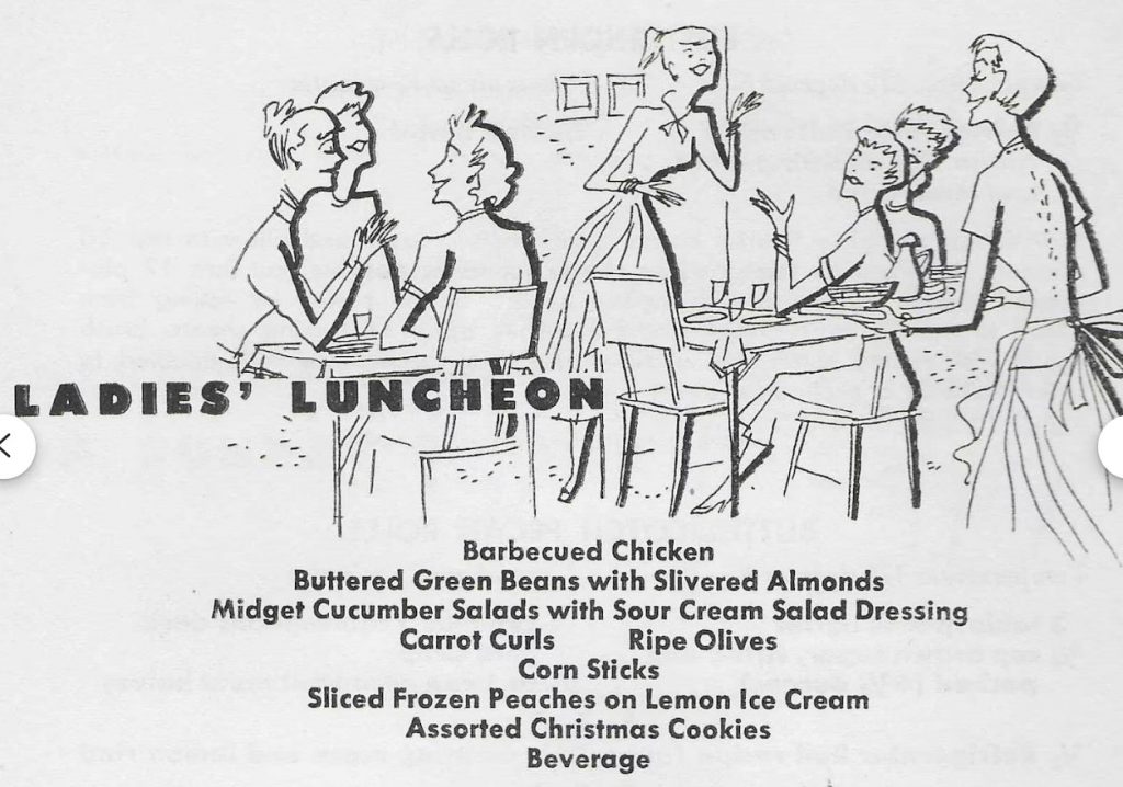 Mid Century 1960’s cookbook from the ladies at the Gas Company – Milwaukee (mentioned in the first image in this post). It features 96 pages of recipes and midcentury illustrations and contains recipes for all types of food & drink for the holiday entertaining (avail at time of posting). Some baking in the recipes.