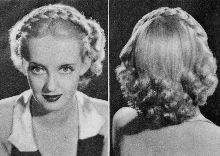 1930s vintage hairstyle a detachable braid as seen on Bette Davis. A perfect 1930s winter hair braid inspiration.